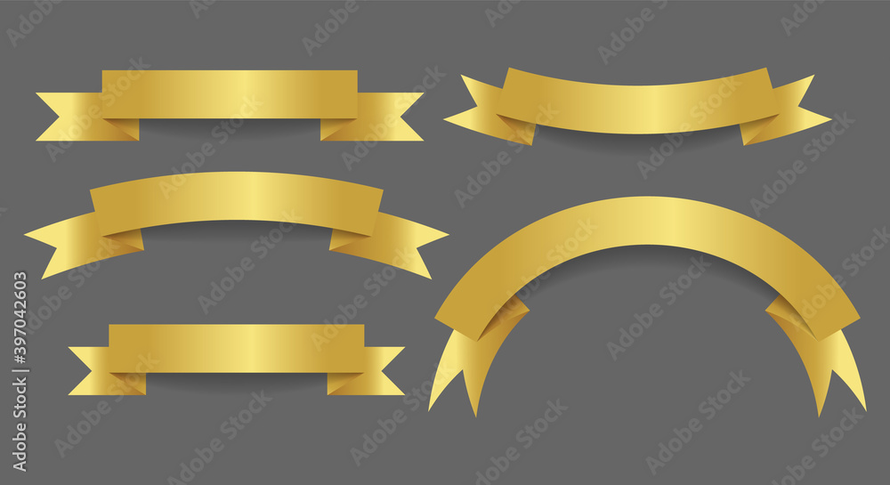 Set of gold Flags Or Ribbon Banners. - Vector. Set of gold Flags Or Ribbon Banners. - Vector.