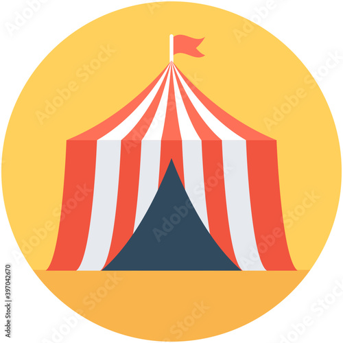  Circus Tent Flat Vector Icon 