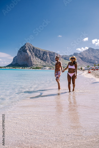 San Vito Lo Capo Sicily, San Vito lo Capo beach and Monte Monaco in background, north-western Sicily. High quality photo photo