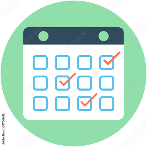  Date Flat vector Icon 