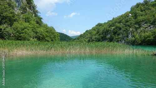 Plitvice Lakes National Park in Croatia. There is world natural heritage site.