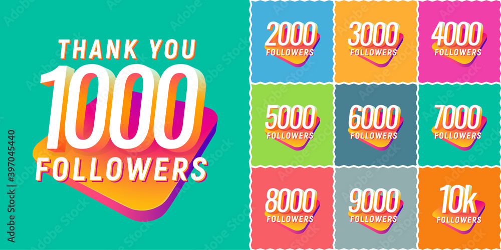 Set of numbers for followers vector illustration. Icons collections with numbers for Celebrate of followers isolated design elements