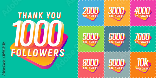 Set of numbers for followers vector illustration. Icons collections with numbers for Celebrate of followers isolated design elements