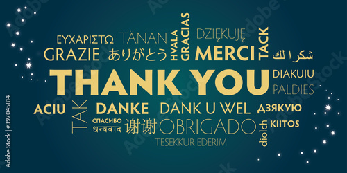 Thank you green and golden postcard