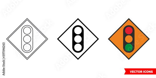 Free Download Temporary traffic signals roadworks sign icon of 3 types color, black and white, outline. Isolated vector sign symbol. - GFXLoad