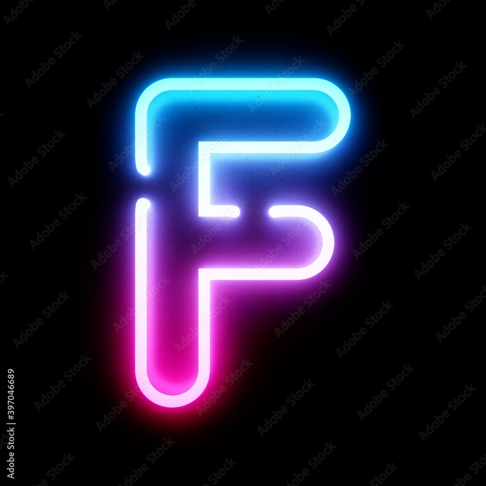 3D Rendering Bleu and Pink Neon Lights Font on dark background 3D Rendering Bleu and Pink Neon Lights Font on dark background