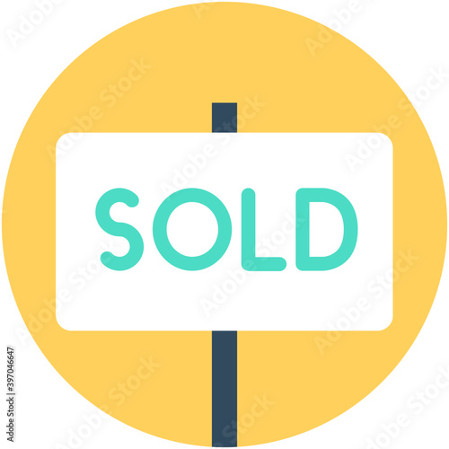  Sold Sign Board Flat Vector Icon  © Vectors Market