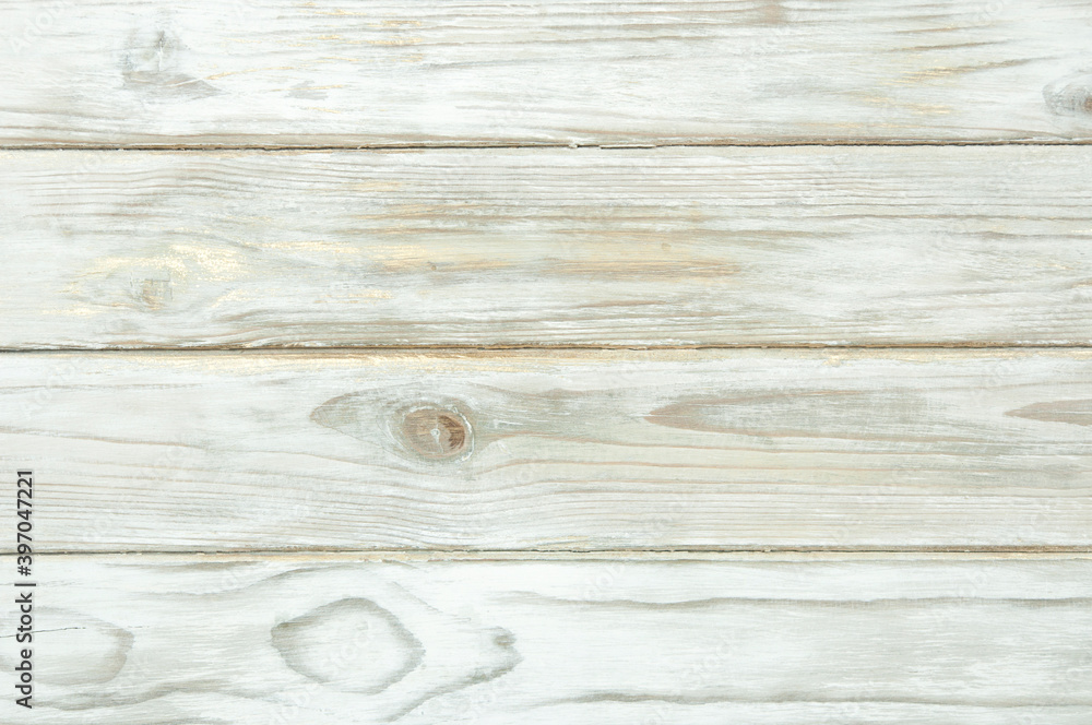 Fototapeta premium white vintage wood background of scuffed horizontal planks boards