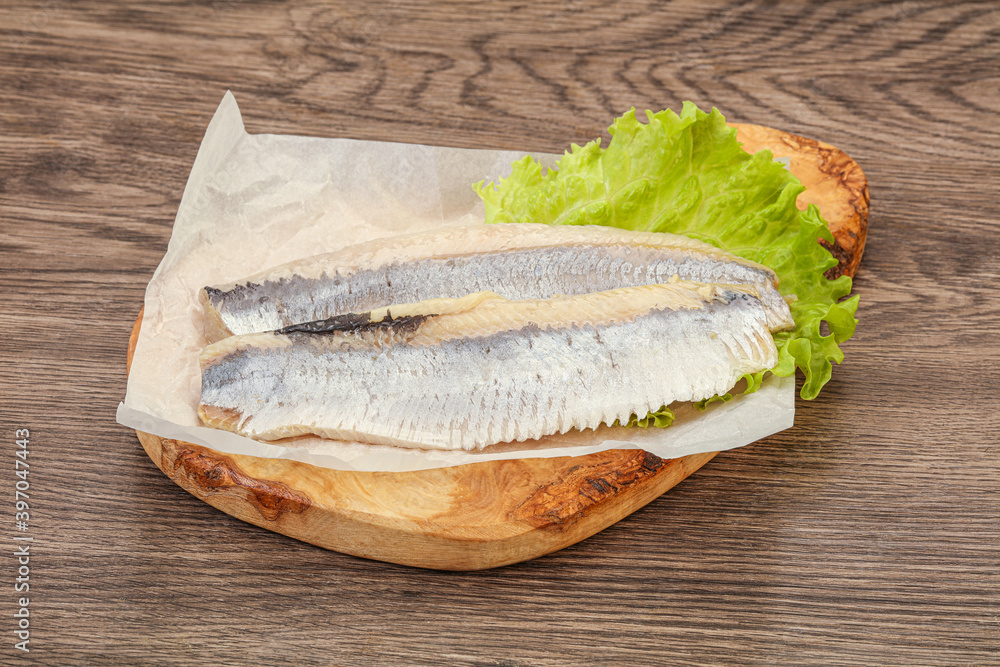 Herring fillet with salad leaves Herring fillet with salad leaves
