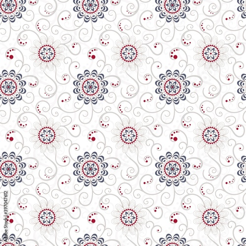 delicate floral seamless pattern with stylized flowers on a white background