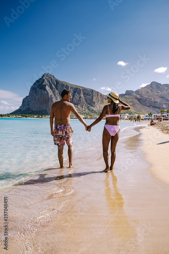 San Vito Lo Capo Sicily, San Vito lo Capo beach and Monte Monaco in background, north-western Sicily. High quality photo photo