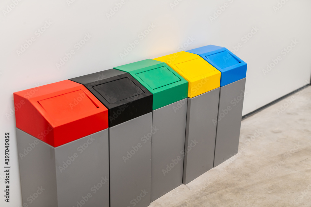 waste segregation in the production plant - industry - color-coded garbage can