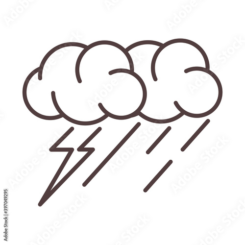 weather stormy thunder and rain season line icon style