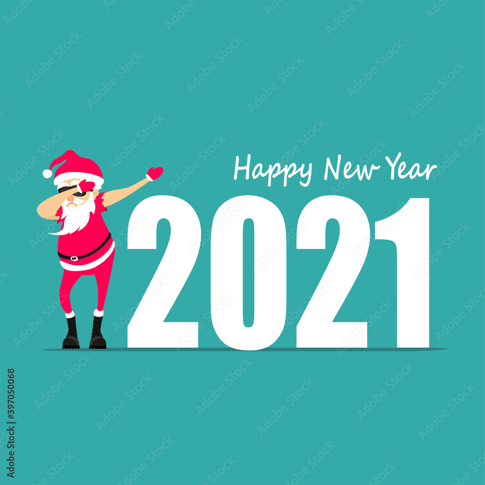 Happy New Year! Santa Claus dancing dab move. Greeting card 2020. vector illustration Happy New Year! Santa Claus dancing dab move. Greeting card 2020. vector illustration