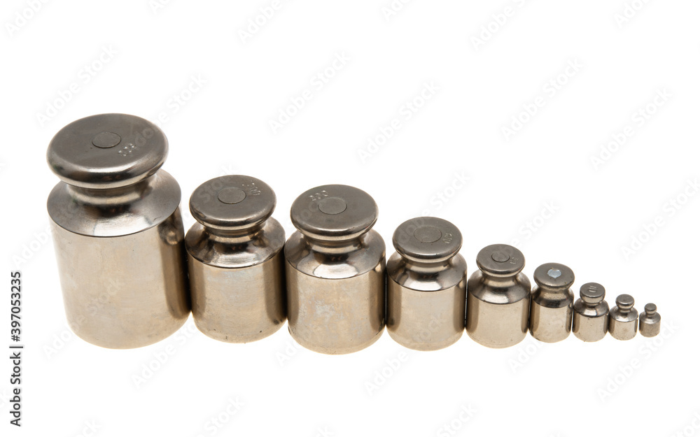 set of metal weights for scales isolated set of metal weights for scales isolated
