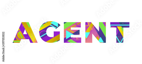 Agent Concept Retro Colorful Word Art Illustration