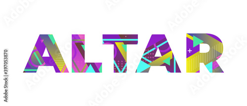 Altar Concept Retro Colorful Word Art Illustration