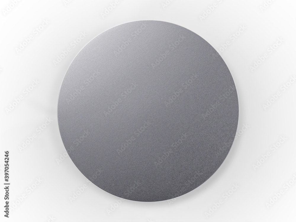 Round metallic button isolated on white