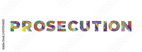 Prosecution Concept Retro Colorful Word Art Illustration