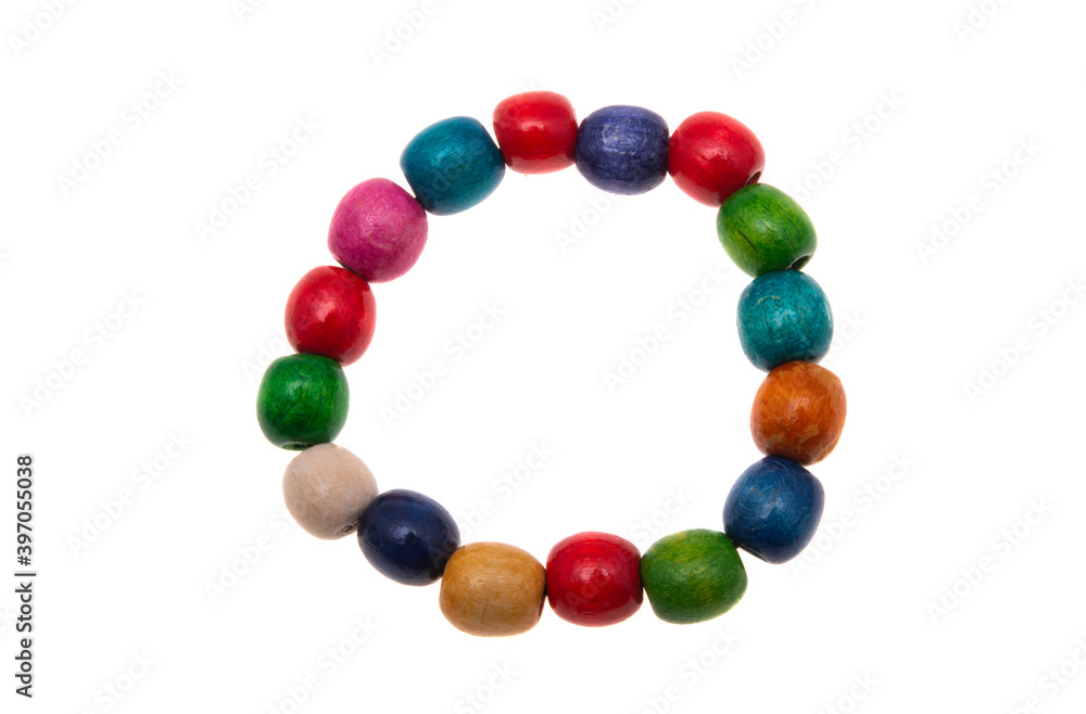 wooden colored beads isolated wooden colored beads isolated