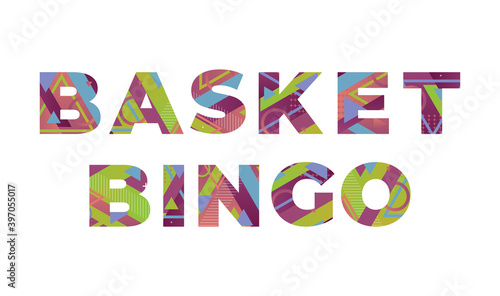 Basket Bingo Concept Retro Colorful Word Art Illustration