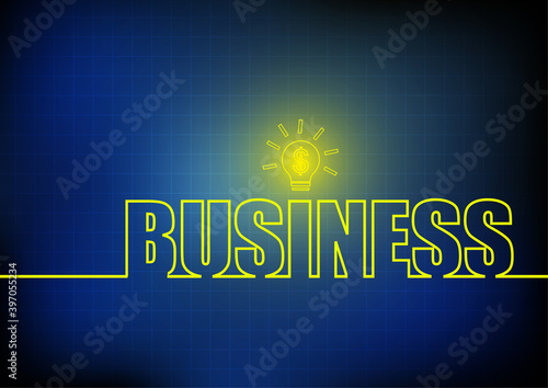 Vector : Business with lightbulb on blue background