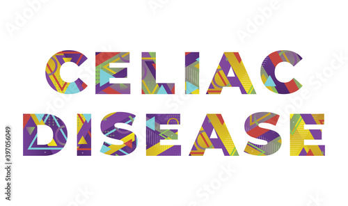 Celiac Disease Concept Retro Colorful Word Art Illustration