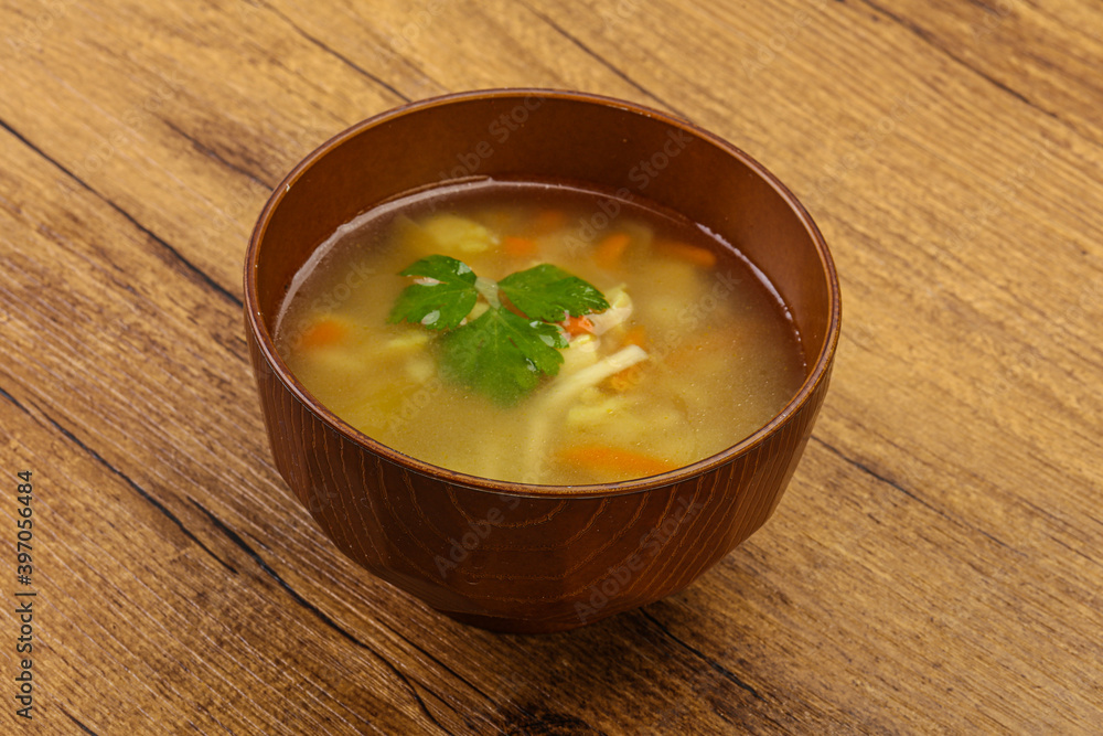 Tasty chicken soup with carrot Tasty chicken soup with carrot