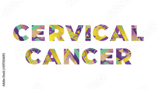 Cervical Cancer Concept Retro Colorful Word Art Illustration