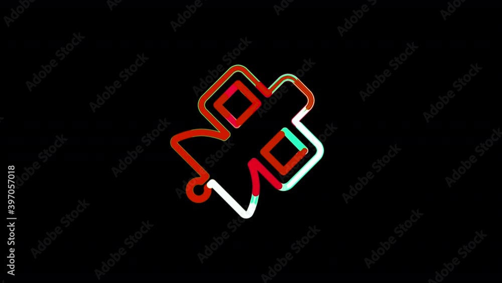 Circles gather in symbol satellite. After it crumbles in a line and moves to the camera. Alpha channel black