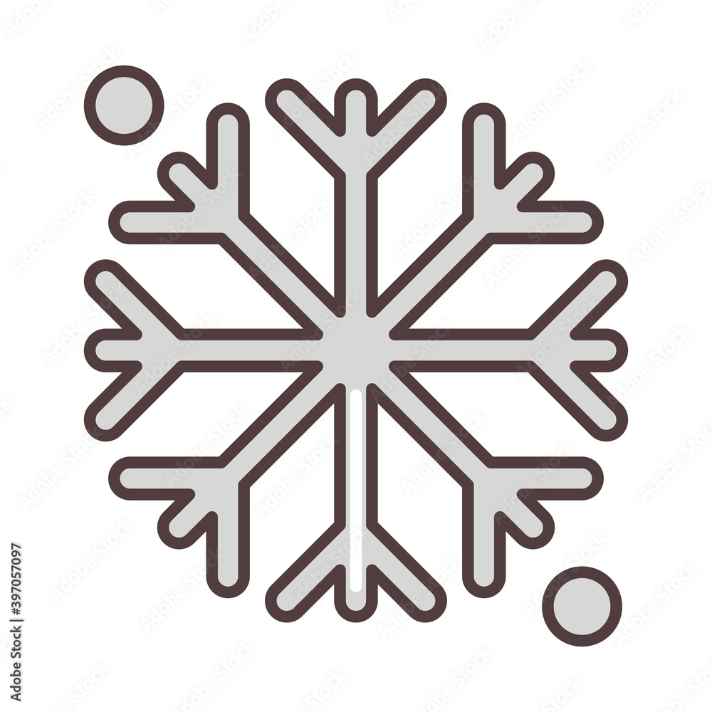 weather winter snowflake cold season line and fill style