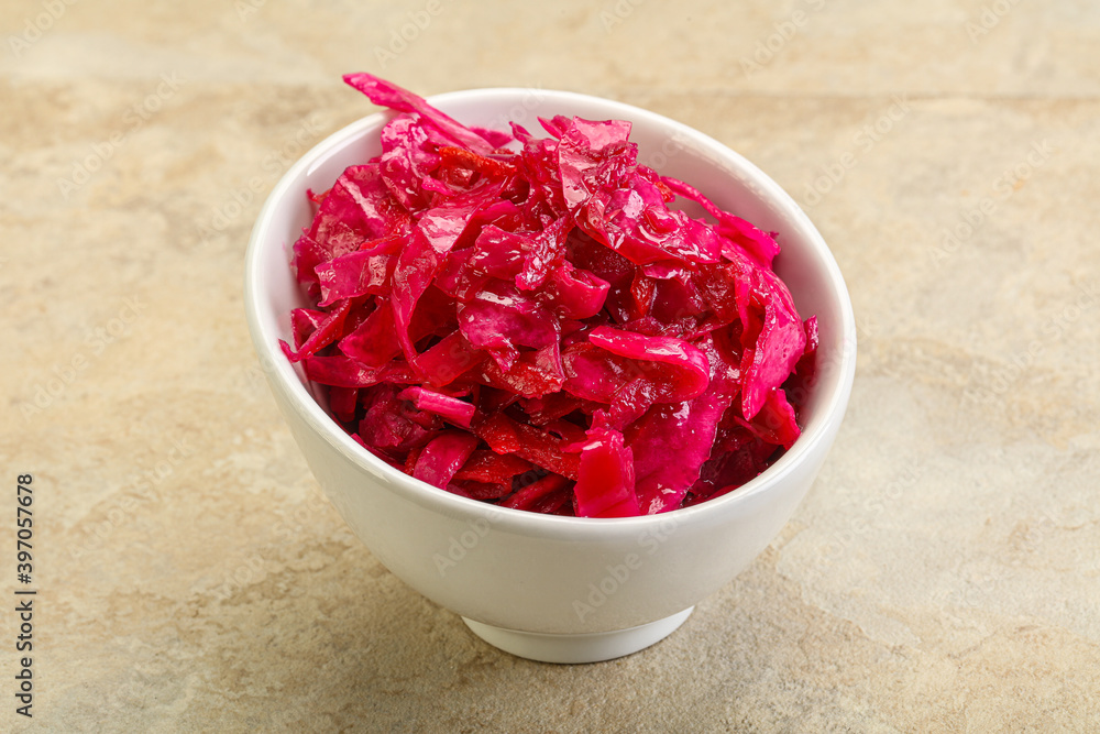 Marinated red cabbage in the bowl Marinated red cabbage in the bowl