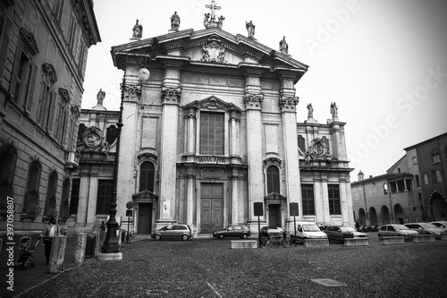 The Cathedral of San Pietro Apostolo in Renaissance square Piazza Sordello, Mantua, Italy