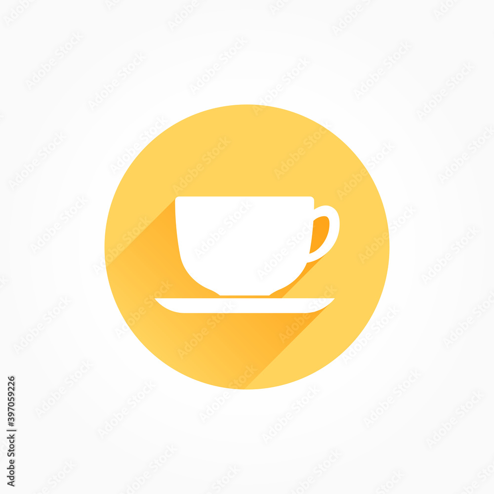 Coffe Cup Long Shadow Color Icon Coffe Cup Long Shadow Color Icon