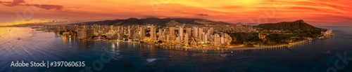 Honolulu with a vibrant red sunset © jdross75