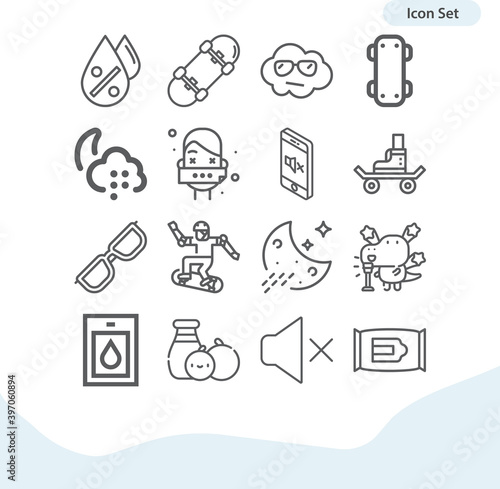 Simple set of damp related lineal icons.