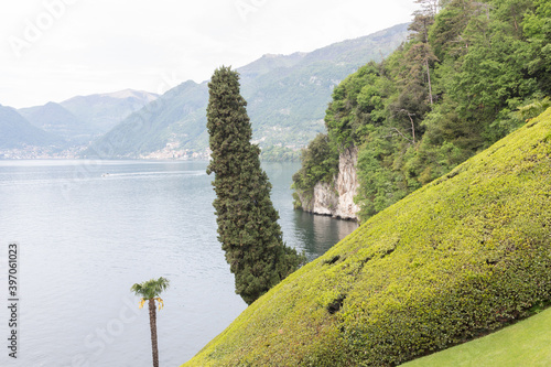 View of lake Como in the garden.