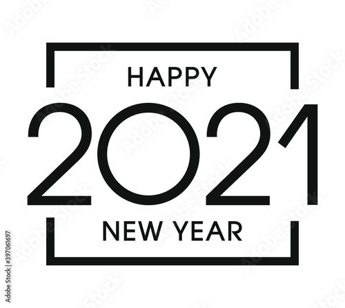 2021 Happy New Year logo text design. 2021 number design template. Vector illustration.