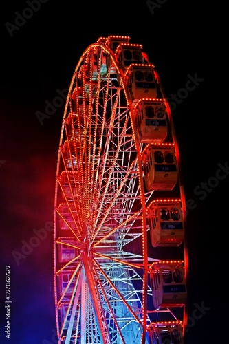 Ferris wheel inside the Wonderland Lisboa the traditional Christmas event at Parque Eduardo VII in the city of Lisbon in Portugal