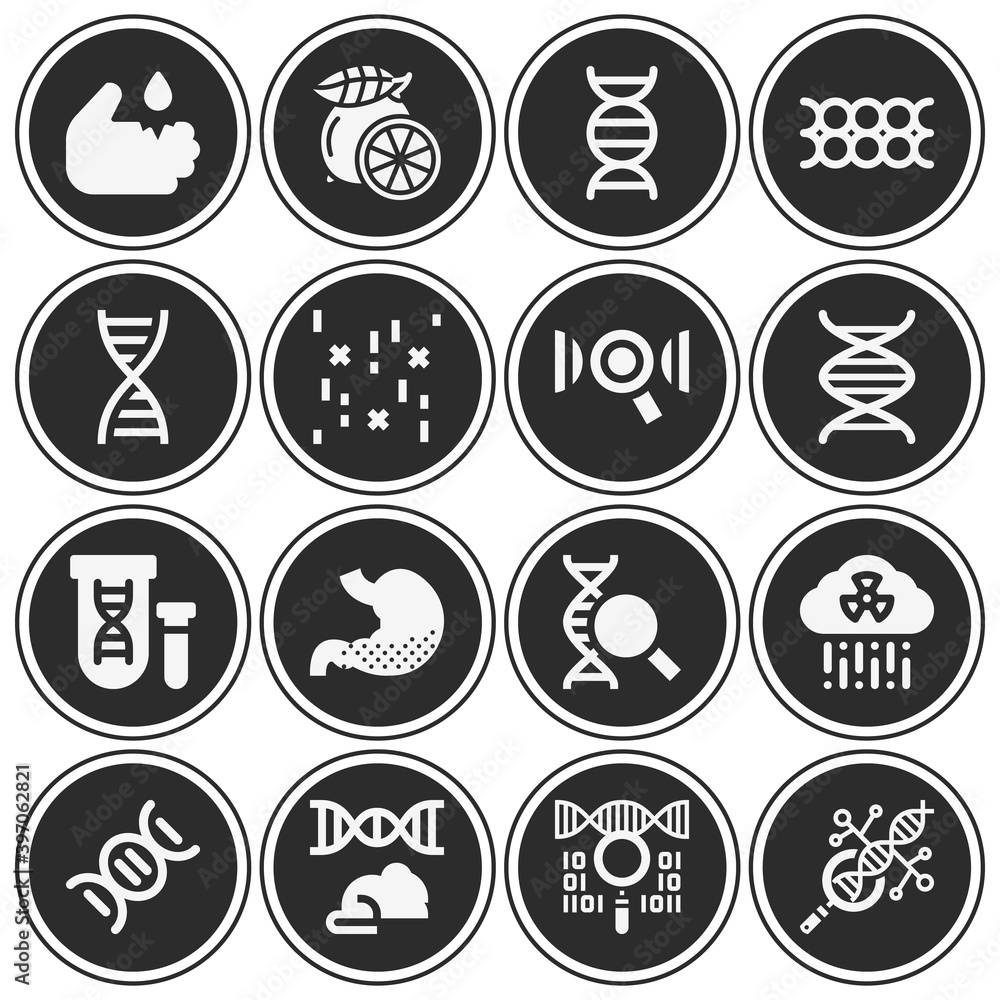 16 pack of surrounded  filled web icons set