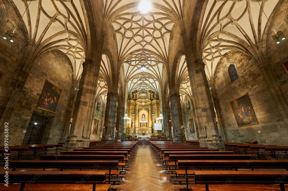 View of Inside the Basilica of Begoña, Bilbao, Biscay, Basque Country, Euskadi, Euskal Herria, Spain, Europe
