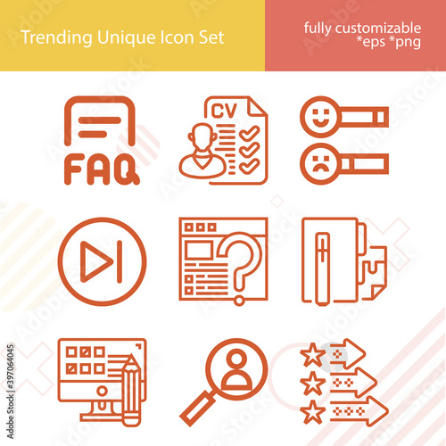 Simple set of resume related lineal icons.