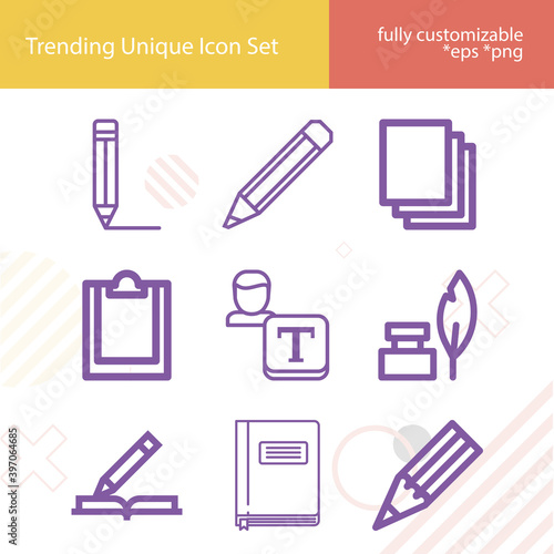 Simple set of literate related lineal icons.