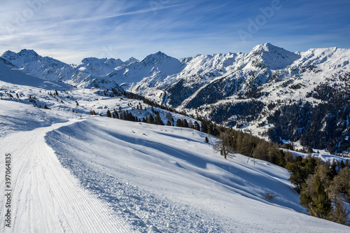 Ski route in the Swiss Alps photo