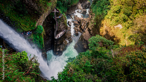 Cascada El Pailón del diablo, Baños, Ecuador photo