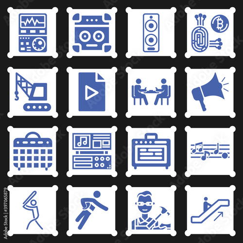 16 pack of guitar  filled web icons set