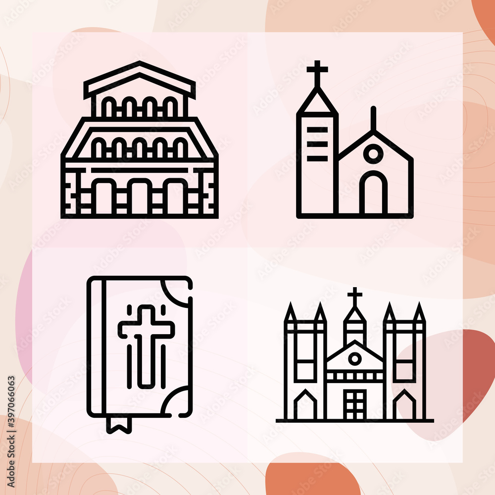 Simple set of priests related lineal icons Simple set of priests related lineal icons