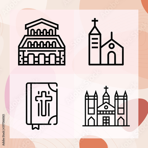 Simple set of priests related lineal icons