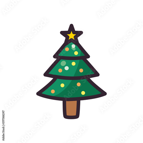 merry christmas pine tree vector design