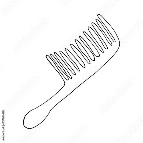 comb icon, sticker. sketch hand drawn doodle. vector monochrome minimalism. combing.